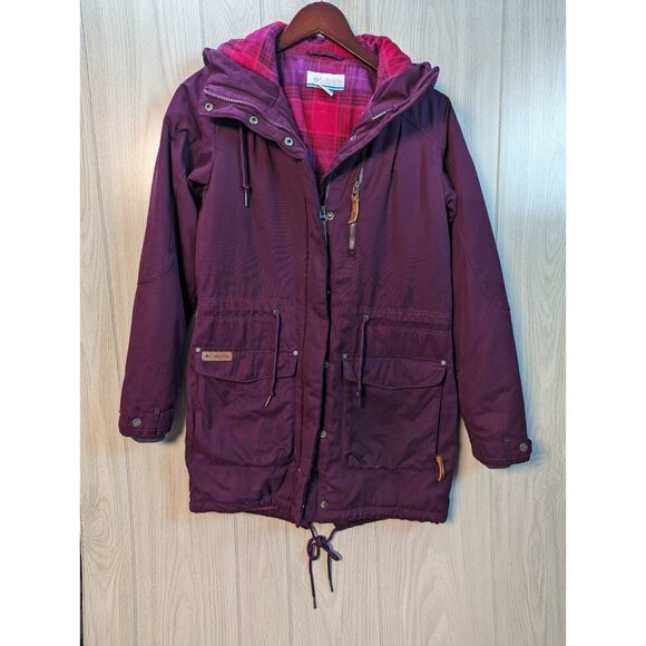 Columbia Jackets & Blazers - Womens Columbia Cotton Blend Hooded Coat size Small Purple Flannel Lined
